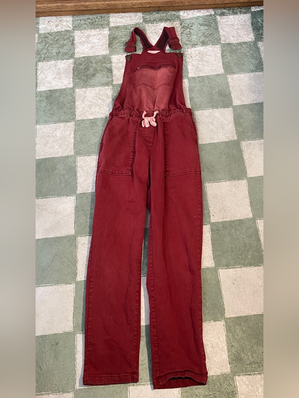 Women's Burgundy Corduroy Overalls - Casual Wide-Leg Jeans